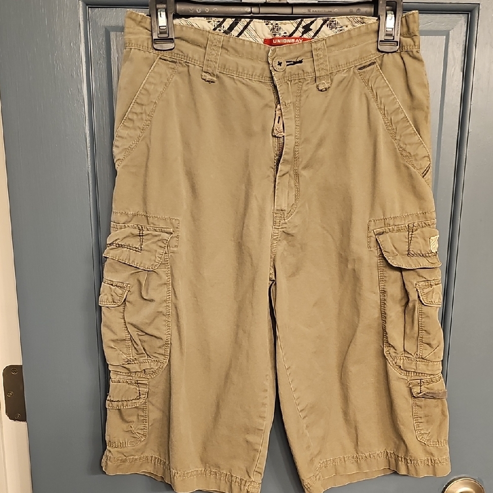 Y2K UNIONBAY Boy Khaki Cargo Shorts SIZE 18 Waist 29